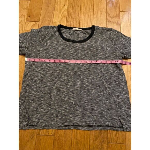 Madewell women's Soundcheck Ringer Tee Knit T-Shirt Marled Grey Black Size large - Picture 4 of 7